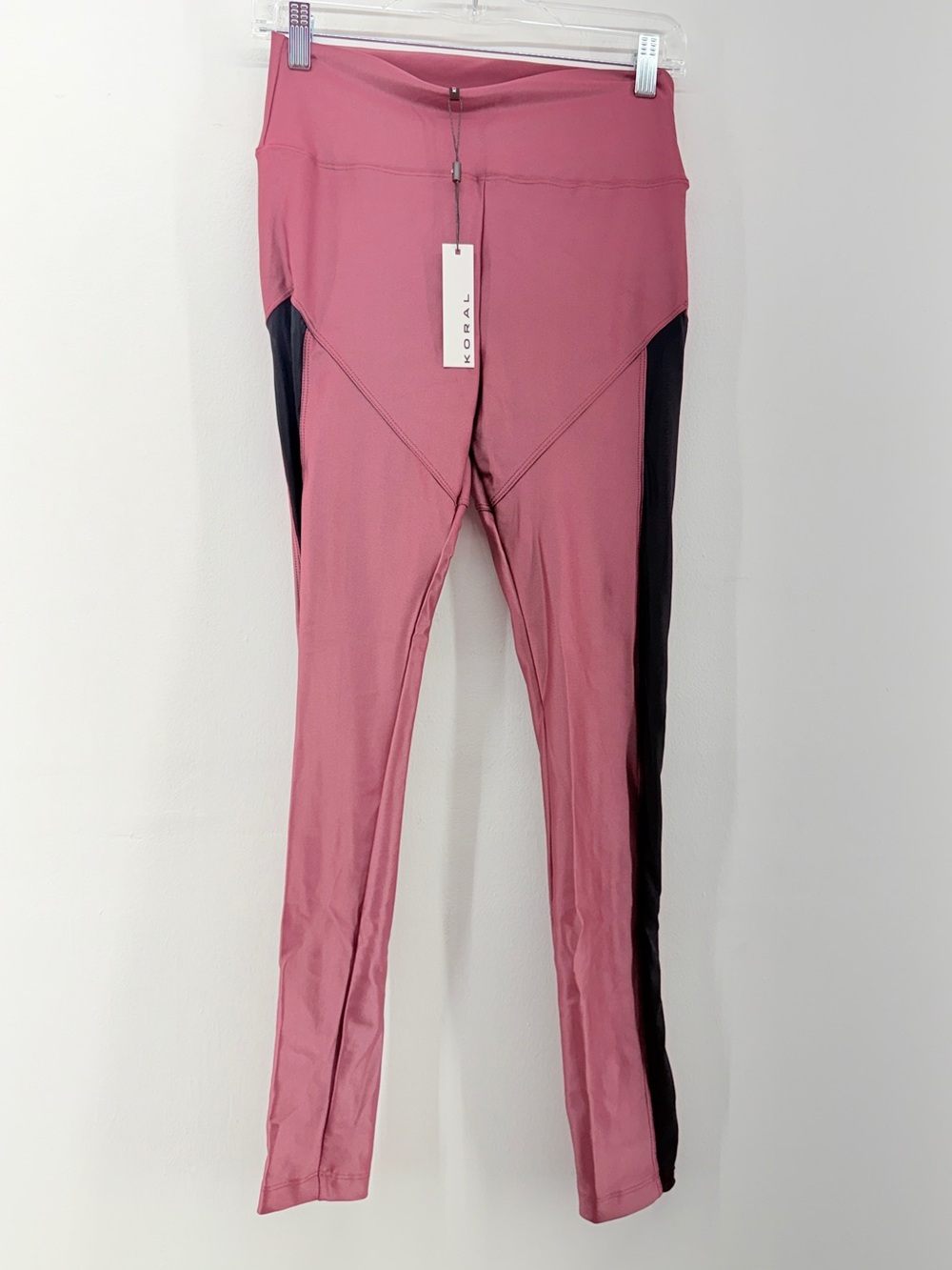 Koral Women’s Mauve Pink Black Mesh Full Length Leggings Size XL